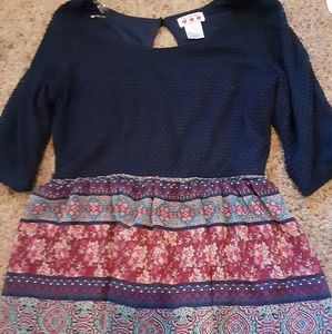 ThreePinkHearts Girls Sz.XL Navy Floral Dress